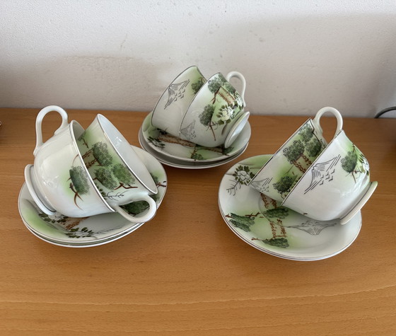 Image 1 of Vintage Saji Japan Teaset Geisha Litophane 15pc