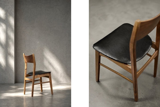 Image 1 of Vintage Mid-Century Scandinavian Modern Dining Chairs in Beech and Teak, 1960s, Set of 4