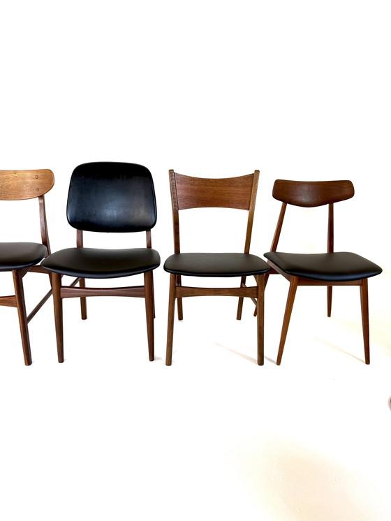 Image 1 of Set di 8 sedie da pranzo danesi componibili, anni '60