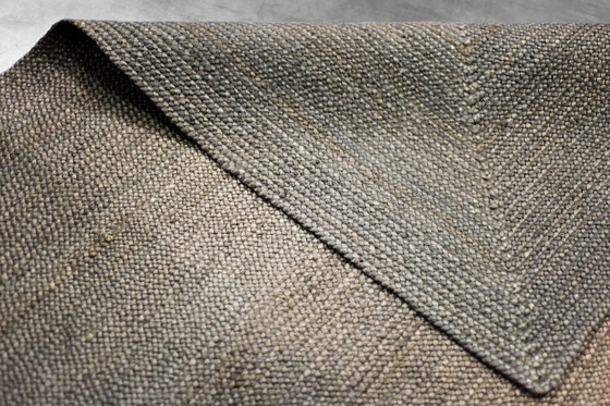 Image 1 of Vintage Indiaas bruin platgeweven jute tapijt, jaren 70