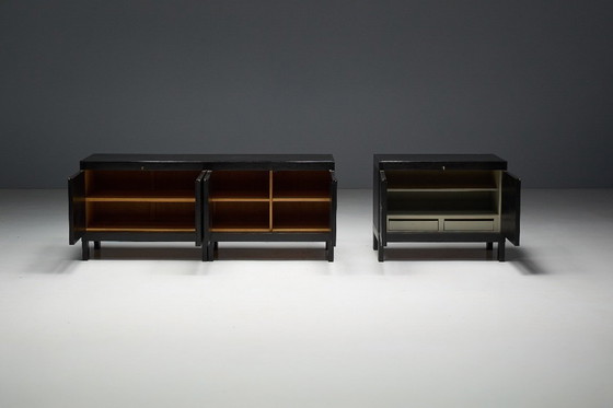 Image 1 of Brutalistisch De Coene-dressoir in gebeitst eikenhout, België, jaren 70