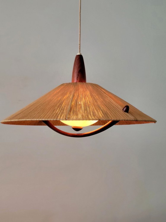 Image 1 of Vintage Sisal hanglamp van Temde Leuchten, 1965