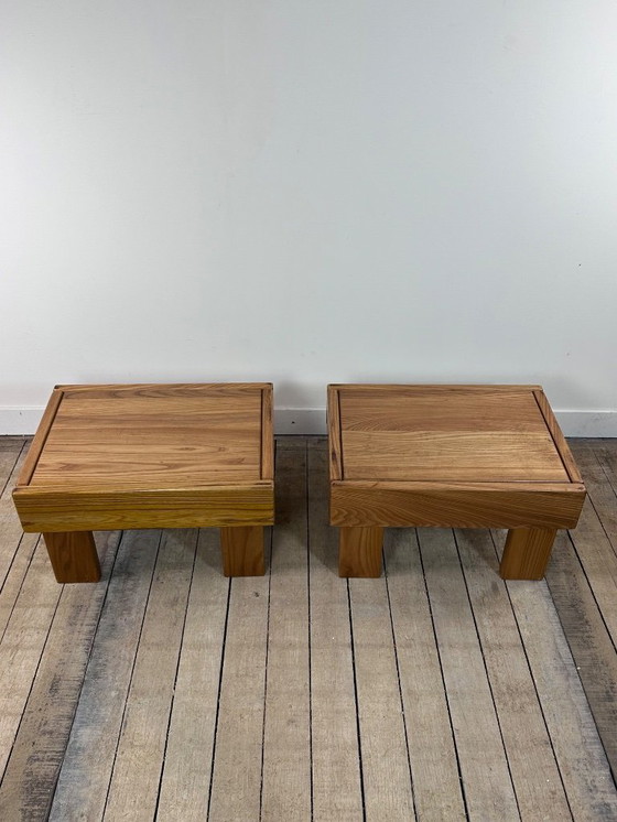 Image 1 of Comodini / tavolini (coppia) Maison REGAIN in olmo massello anni '80