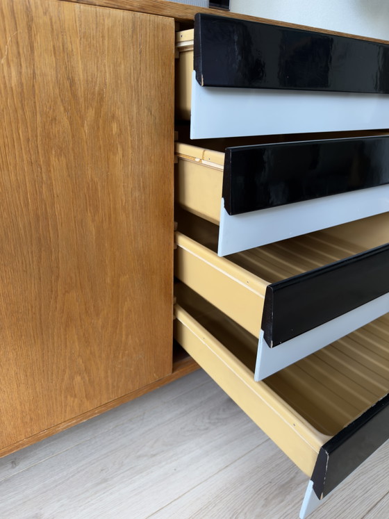 Vintage Jiri Jiroutek Dresser / Sideboard – Black and White Plastic Drawers – Wood (photo 4 of 8)