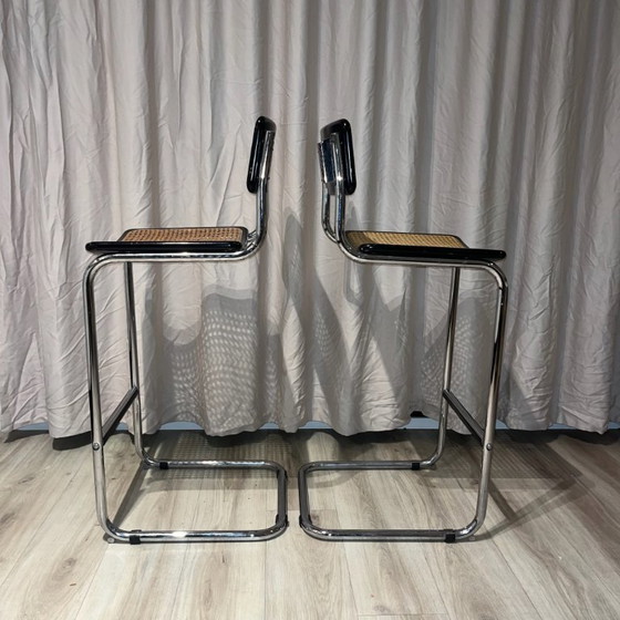 Image 1 of Coppia di sgabelli da bar in stile S32, ispirati a Marcel Breuer, anni '70
