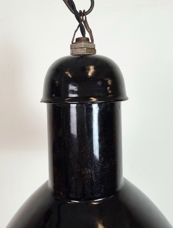 Image 1 of Black Enamel Industrial Pendant Lamp from AEG, 1930s