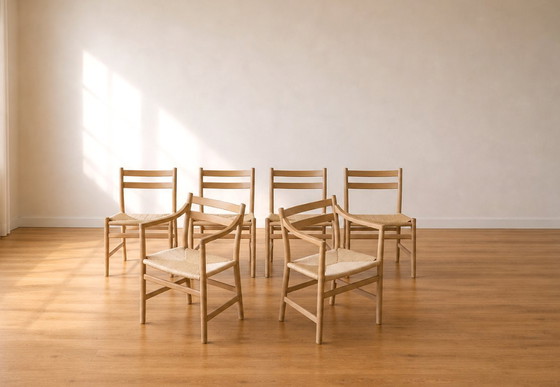 Image 1 of Juego de 6 sillas de comedor modelos CH46 y CH47 de Hans J. Wegner.