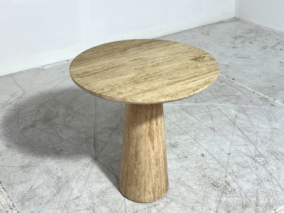 Bistrotisch Eleonora Aime aus Travertin – Rund Ø70 – Massiver Naturstein – Esstische, Stone (photo 3 of 7)