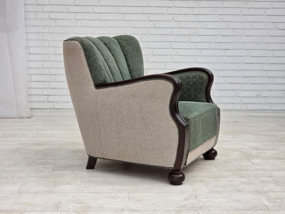 Deense relaxstoel uit de jaren 60, meubelwol, eikenhout – Fauteuils, Wood, Wool (photo 2 of 21)