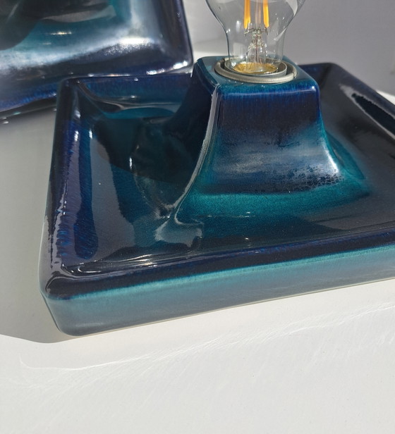 Rare find: 2 Hustadt lamps in petrol green (+ one free) Mid-Century Space Age 1970s – Hustadt Leuchten (photo 5 of 14)