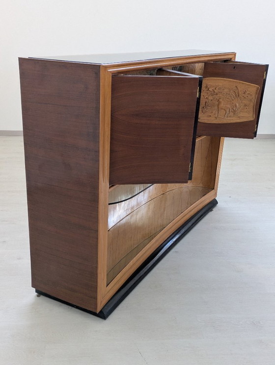Image 1 of Dassi - Vittorio Dassi - Table d'appoint - Cristal, Bois, Laiton - Intérieur miroir