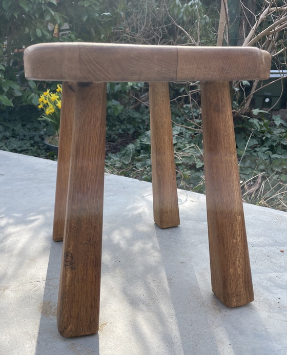 Image 1 of Vintage solid oak milk stool