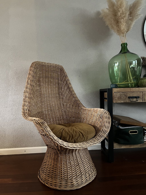 Prachtige mid century rotan loungestoel in boho / retro stijl