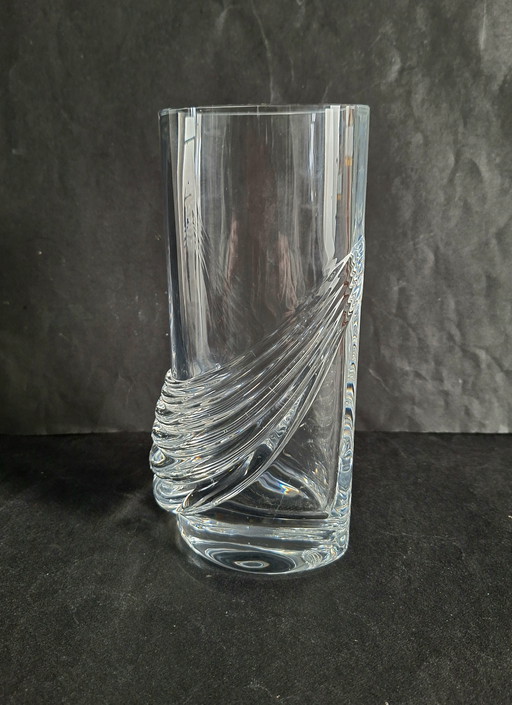 Peill & Putzler heavy swirling crystal vase. Swag motif.