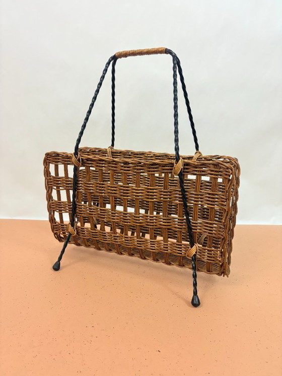 Image 1 of Zeitschriftenständer aus Rattan - 1970er Jahre