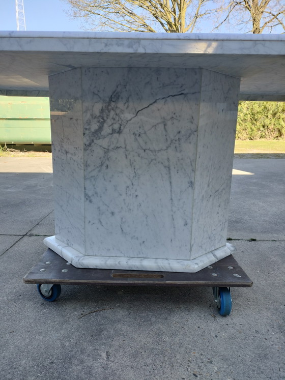 Image 1 of Carrera Marble Dining Table 180x90 cm – Designer Table – Black/White “Italian design style / presumably Italian made.”