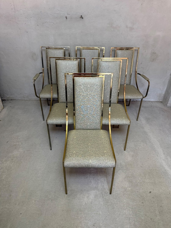 Beautiful Set of 6 Vintage Hollywood Regency Dining chairs – Belgochrom – Textile (photo 2 of 14)