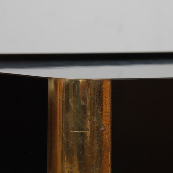 Image 1 of Table basse en bois et laiton attribuée à Willy Rizzo, 1970