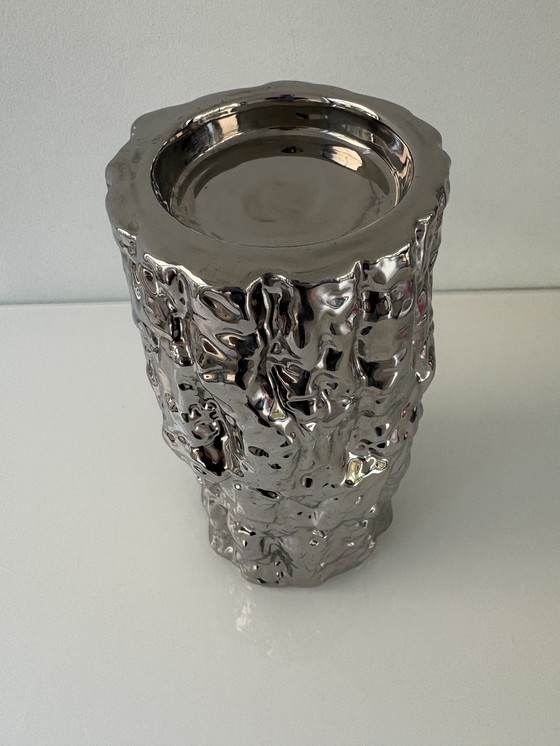 Image 1 of It’s about RoMi Amsterdam kandelaar boomstam in RVS zilverkleurige glazuur 