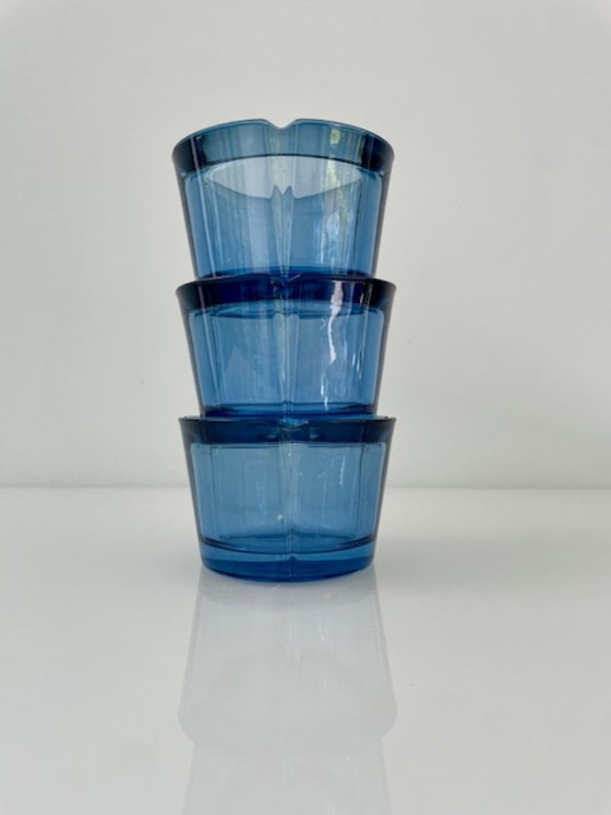Image 1 of 3x Rosendahl Kerzenhalter im dänischen Design, blaues Glas
