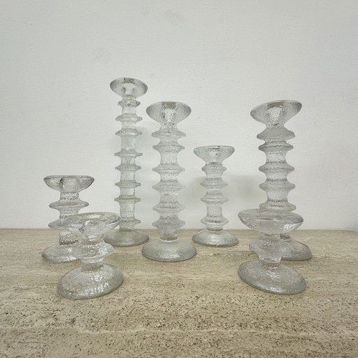 Ensemble de 7 bougeoirs par Timo Sarpaneva pour IIttala , 1970