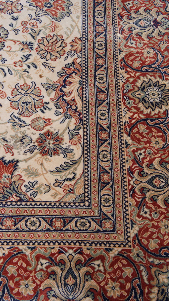 Image 1 of Grand tapis en laine dans les tons beige/brun/jaune et rouge 403x298cm