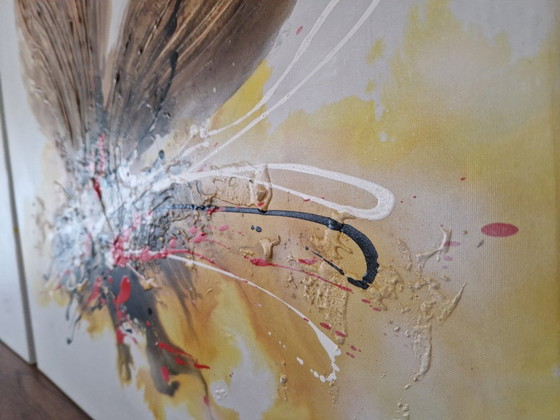 Bellissimo Grande Dittico Astratto (2x 80x80) Oro/Tela Moderna 3D – Lily, Dipinti e disegni, Legno (photo 6 of 7)