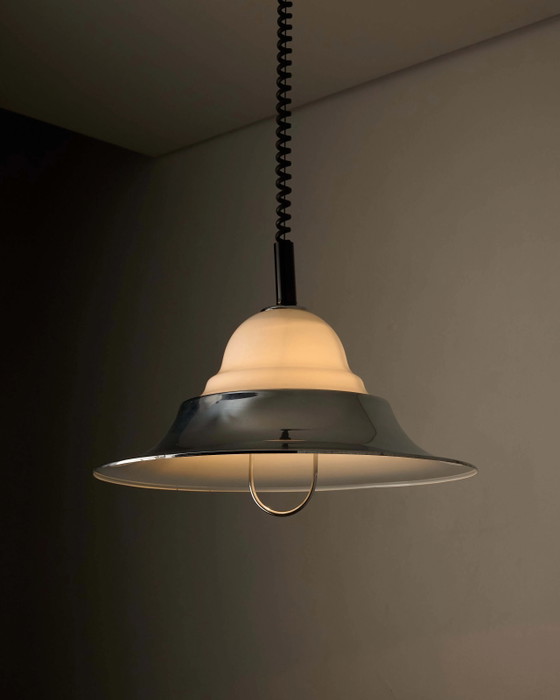 Lampe à suspension réglable chromée et verre opalin Modèle 7565 par Cosack, Cosack Leuchten, Plafonniers (photo 4 sur 6)