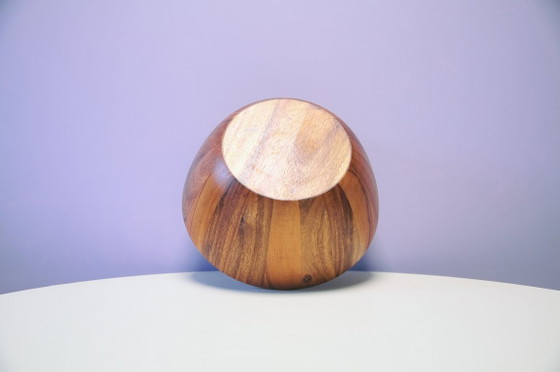 Vintage large wooden bowl, Brown, Scandinavian (photo 5 of 5)