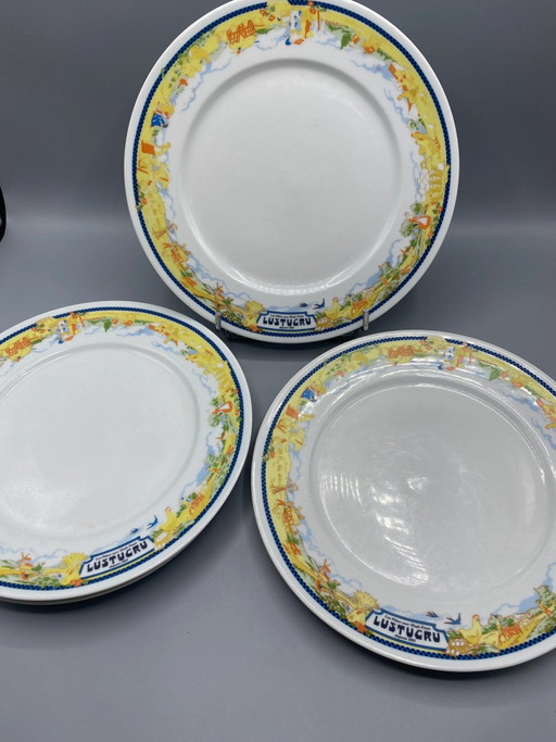 4 grote Lustucru Limoges porseleinen borden, gelimiteerde editie
