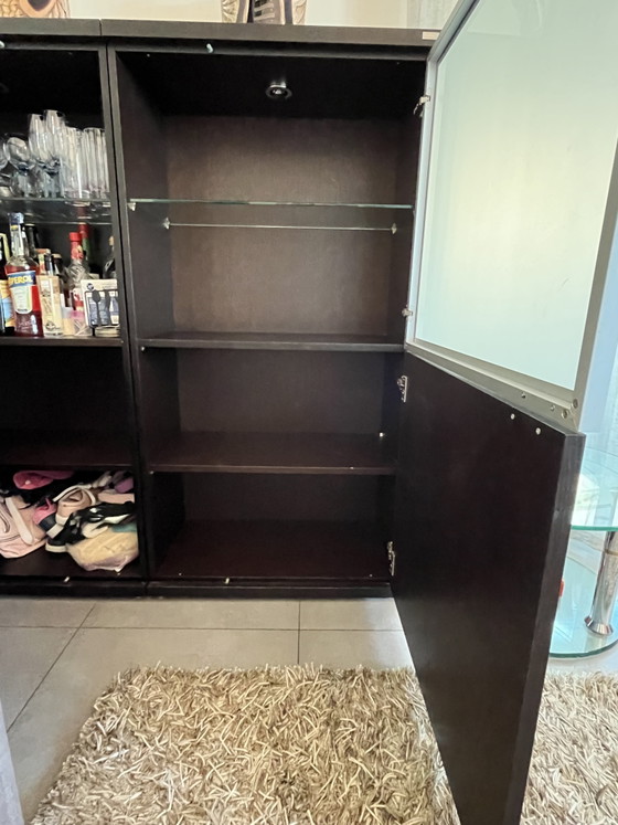Hülsta high-end storage unit - dark wood and frosted glass – Cabinets, Metal (photo 4 of 5)