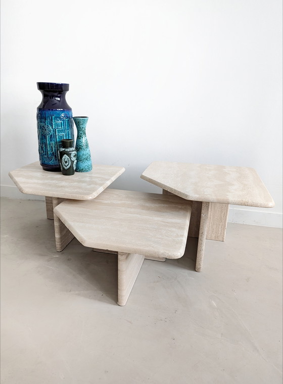 Image 1 of Vintage Travertine Nesting Tables