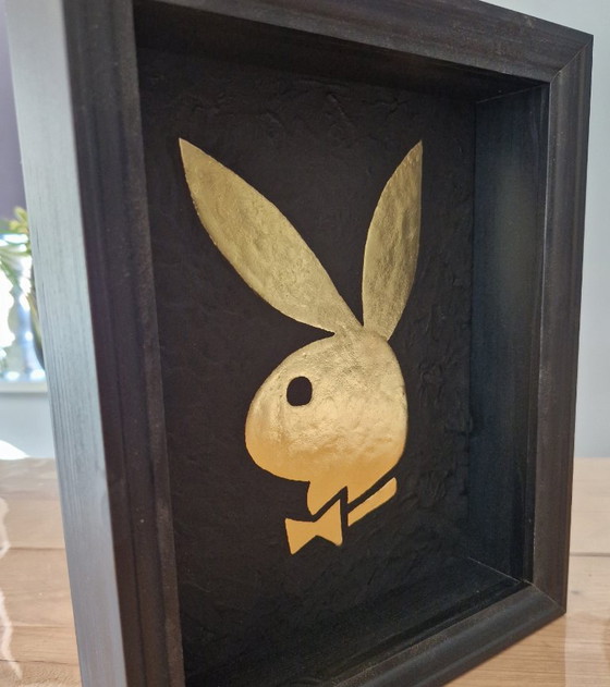 Bunny 23kt gold artwork in frame limited edition 01/20, MarsDeco, Wood, Other, Modern (photo 5 of 7)