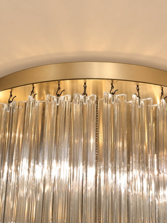 Vintage Italian Cris Big Crystal Chandelier, 1970s – Ø 60 cm – Gold (photo 8 of 9)