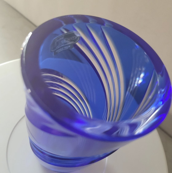 Image 1 of Vase De Couleur Bleu , Signed J G Durand , Double Size Cristal Art À La Française