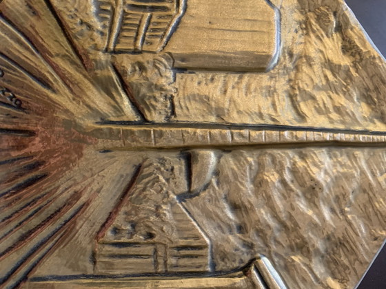 Bronze Plaque on Wood - Mario Benedetto Robazza (1934-2020) - Brutalist Relief Infrastructure - 1970s - 22x18 (photo 4 of 8)
