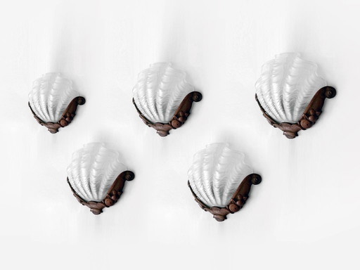 5x Art Deco wall lamps with shells