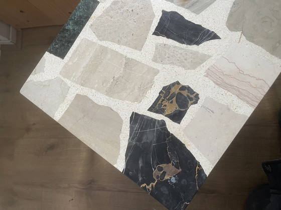 Image 1 of Vintage Brutalist Palladiana Coffee Table – 1970s – Onyx, Verde Antico & Travertine