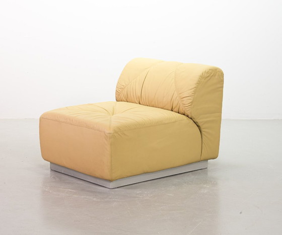 Image 1 of Distinguished Mid-Century Sandy Leather Domaine Modular Walter Knoll Sofa Designed by Bernd Münzebrock, 7 Elements. Germany, 70s