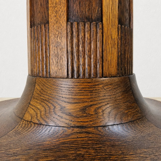 Image 1 of Antieke Eiken houten Art Deco Speeltafel / kaart tafel  / ronde eettafel (uitschuifbaar)