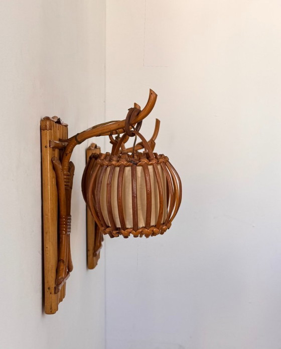 Pair of vintage rattan Wall lights, France 1950 (photo 5 of 7)