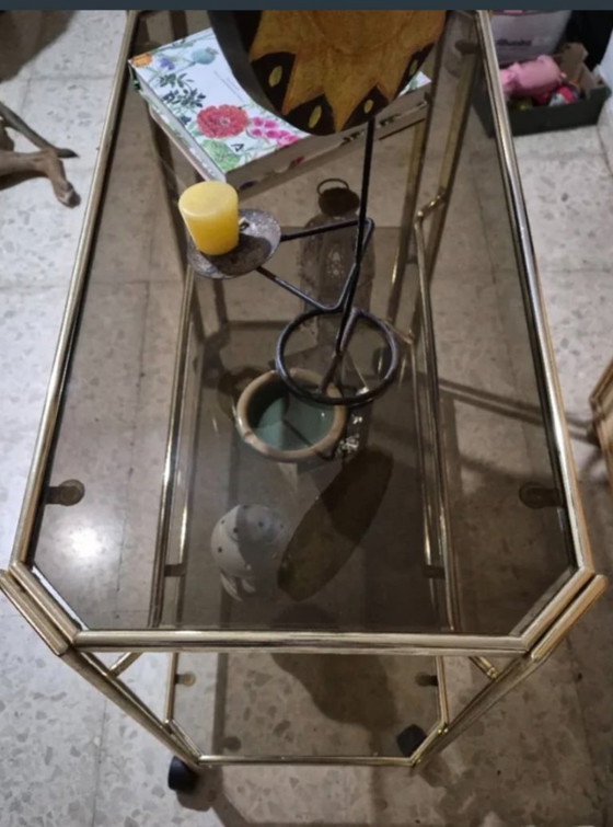 Carrello da cameriere ottagonale vintage - Morex Italia (1984) / Carrello bar vintage italiano in ottone (photo 6 of 7)