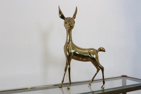 Exklusives Set XL ‘Bambi’ Messing Hirsch Bildhauereien, Vintage (Foto 7 von 7)