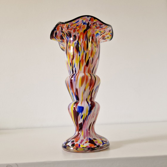 Image 1 of Murano Antique art deco glass vase Spatter glass
