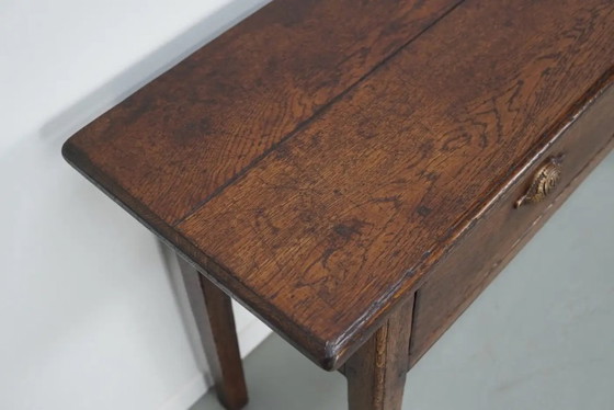 Image 1 of Vintage Franse rustieke landelijke eikenhouten bijzettafel
