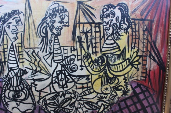 Image 1 of 1960s Nude Portrait Oil Painting