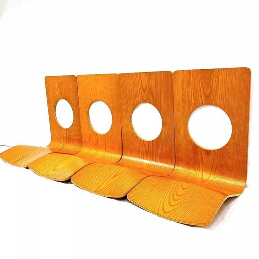 Tendo Mokko Plywood Zaisu Floor Chairs 4pcs Japanese Ryokan Style Vintage