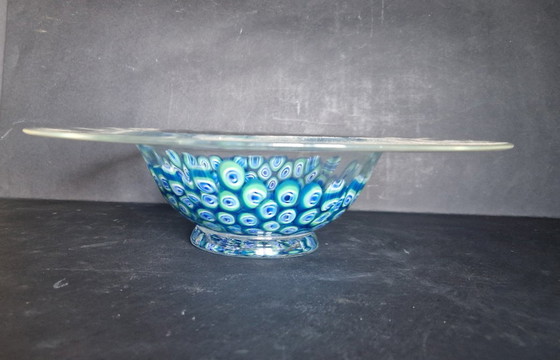 Image 1 of Présentoir à gâteaux Murano : Verre bleu et vert avec murrines