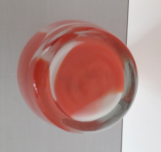 Image 1 of 3 Murano vases, in orange and white, circa 1965