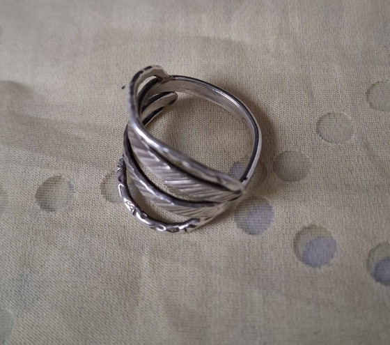 Image 1 of Moderne sterling zilveren ring, maat 64 (verstelbaar)